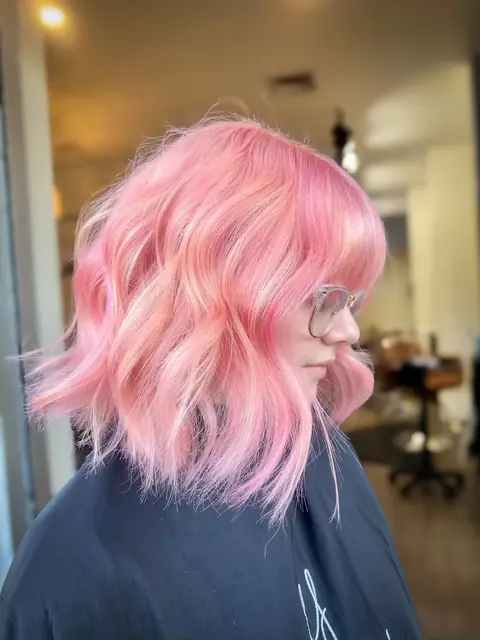 Fashion color and vivid hair transformation — pastel pink fantasy color by Rachel Charles, Phoenix.