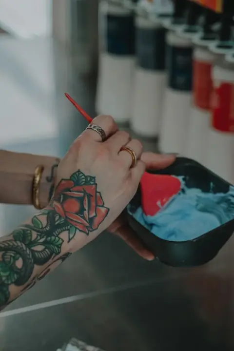 Behind the scenes — custom color formula mixing at Hair By Rachel Charles, Phoenix.